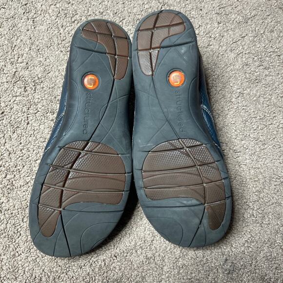 Clarks Unstructured Un.Loop Womans 7W LEATHER Slip On Shoe NAVY Comfort Mule - Picture 5 of 7